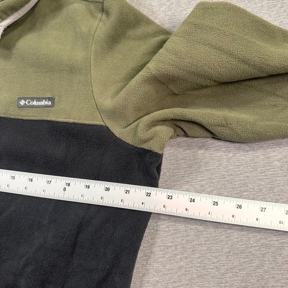 Columbia Fleece Pullover Sweatshirt Men XL Green Black T Snap Sweater Colorblock - Picture 4 of 8